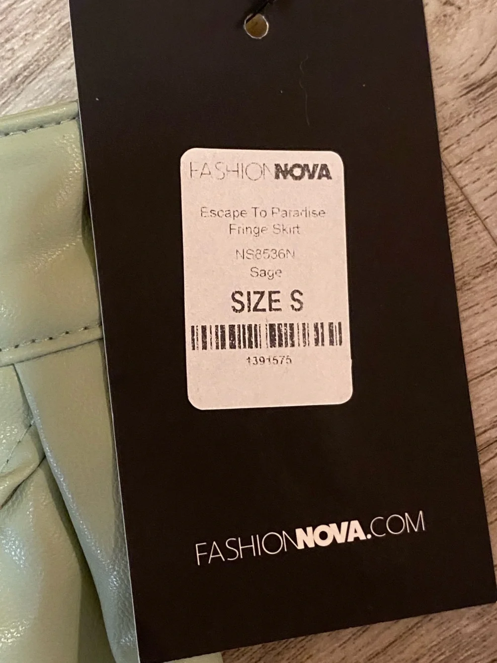 Fashion Nova Sage Faux Leather Fringe Two-Piece Set - NWT